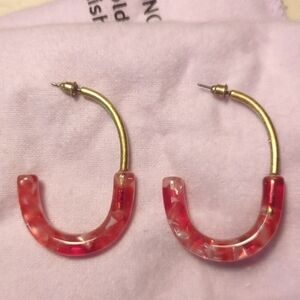 J Crew Red/Pink Tortoiseshell Hoops